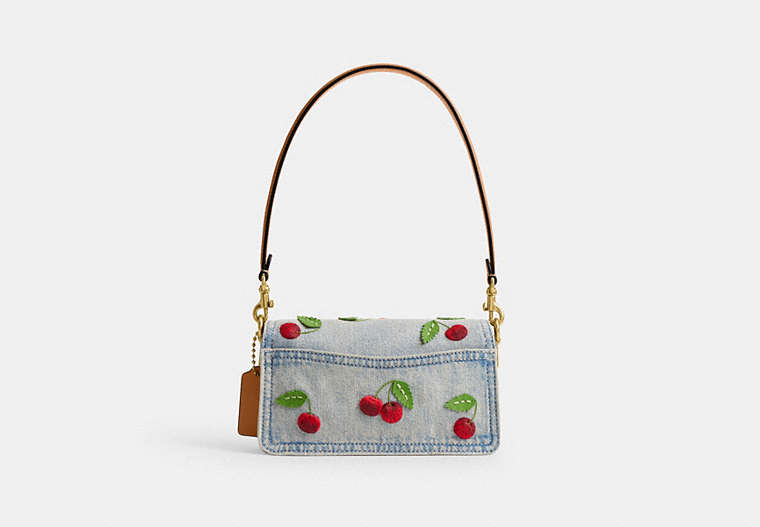Tabby Shoulder Bag 20 With Cherry Embroidery - Brass/Denim