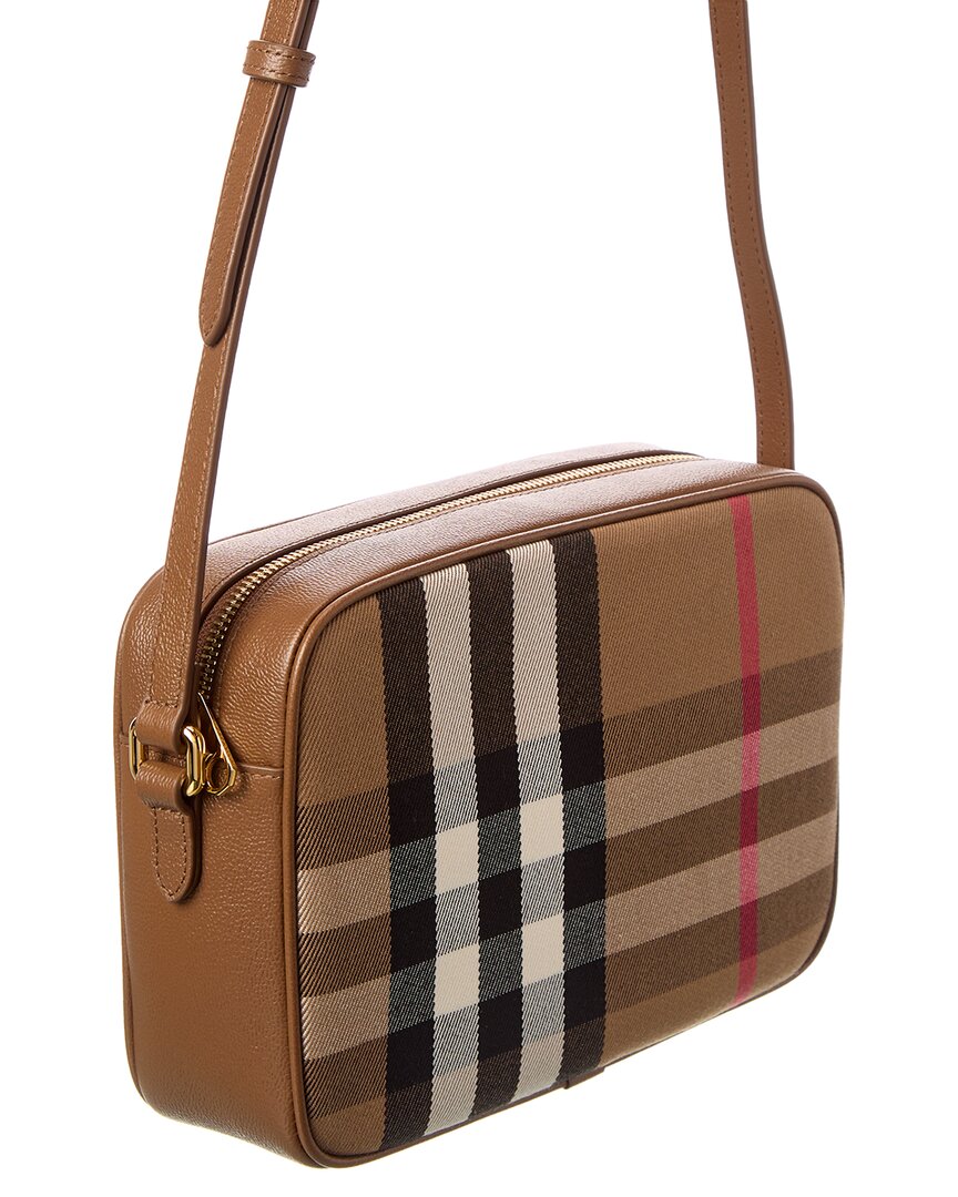 Burberry Check Canvas & Leather Camera Bag