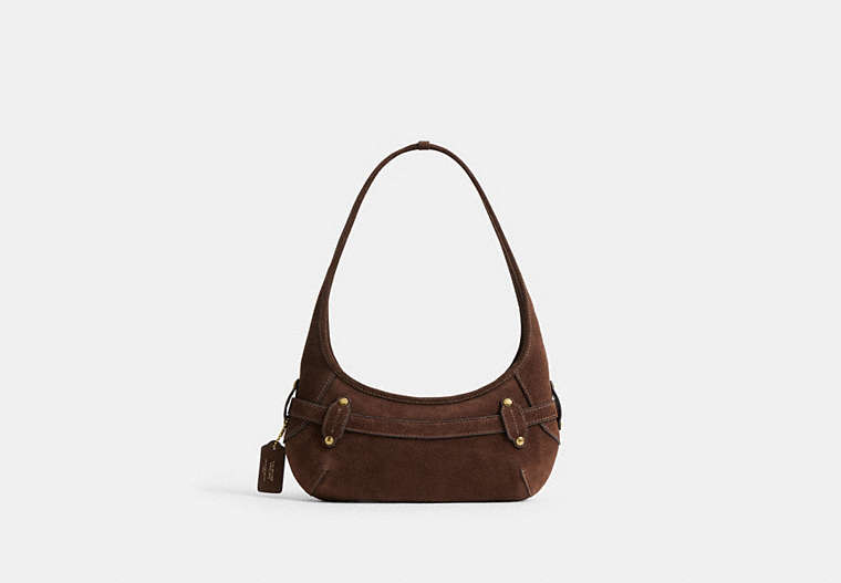 Belted Ergo Shoulder Bag 26 In Signature Jacquard - Brass/Dark Chocolate