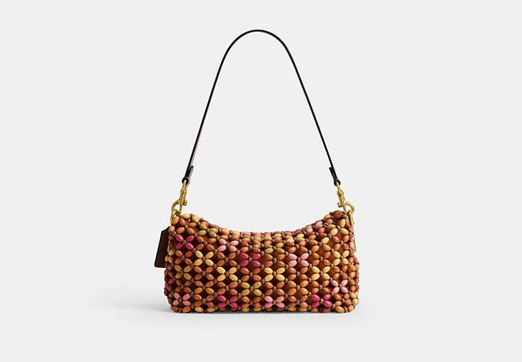 Tabby Shoulder Bag 26 With Wooden Beading - Brass/Maple Multi