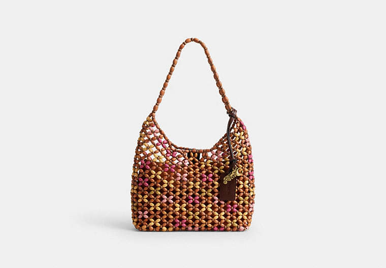 Brooklyn Shoulder Bag 28 With Wooden Beading - Brass/Maple Multi