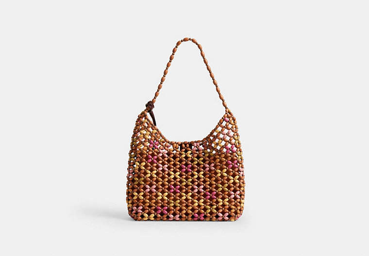 Brooklyn Shoulder Bag 28 With Wooden Beading - Brass/Maple Multi