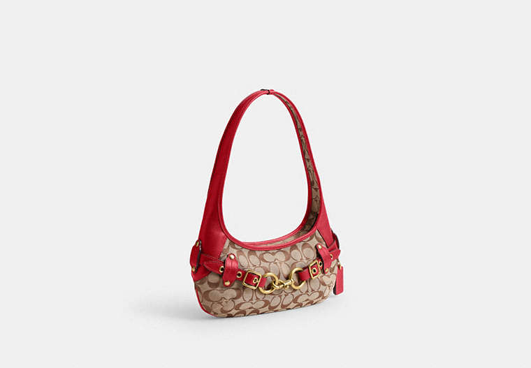 Belted Ergo Shoulder Bag 26 In Signature Jacquard - Brass/Poppy Signature