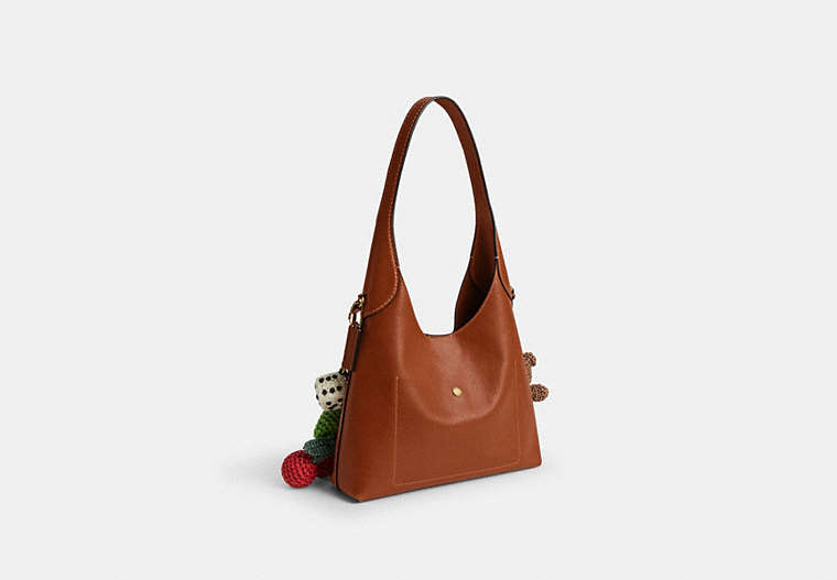 Brooklyn Shoulder Bag 28 With Charms - Brass/Amber Brown