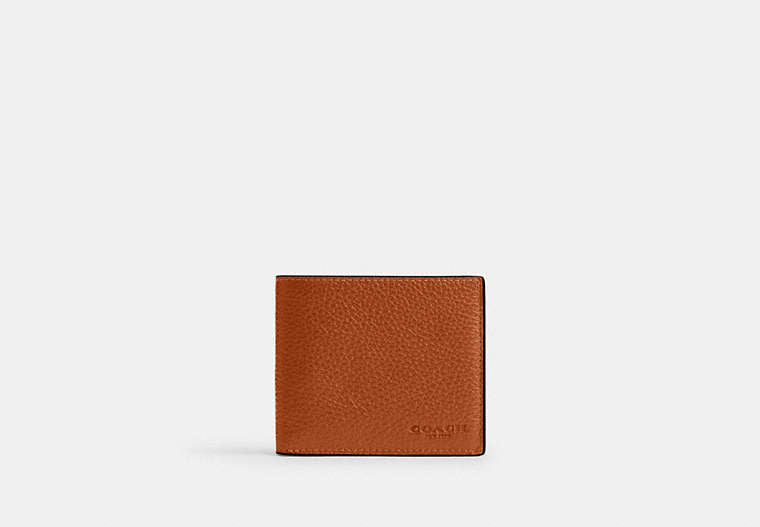 COACH®,Id Billfold Wallet,Leather,Bi Fold,Logo,Casual, Father's Day,Brown,Front View