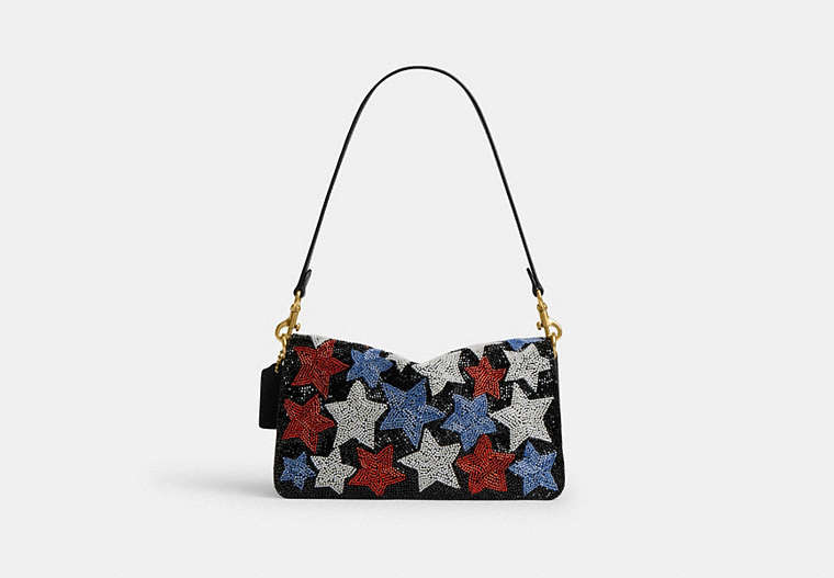 Tabby Shoulder Bag 26 With Beaded Americana Stars - Brass/Navy Multi