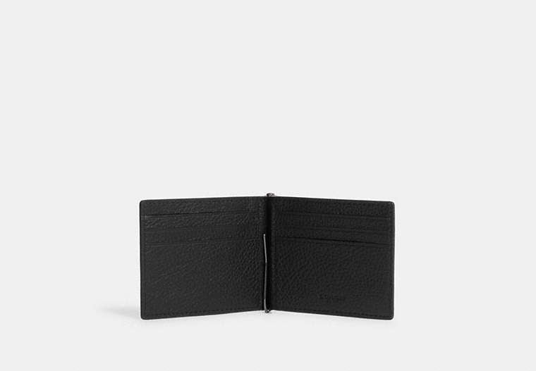 COACH®,Slim Money Clip Billfold Wallet,Leather,Bi Fold,Money Clip,Casual,Black,Inside View,Top View