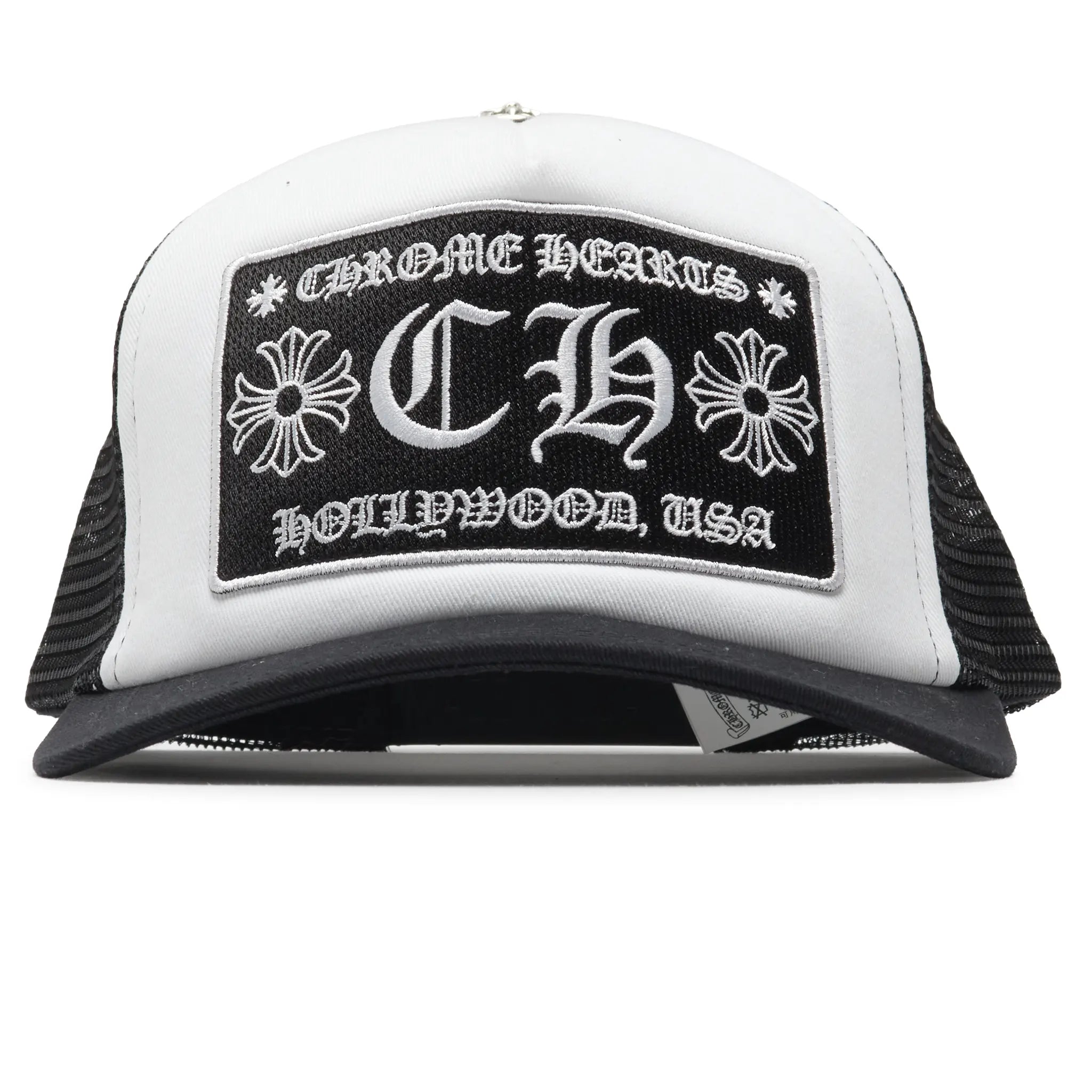 Chrome Hearts CH Hollywood White Black Trucker Cap