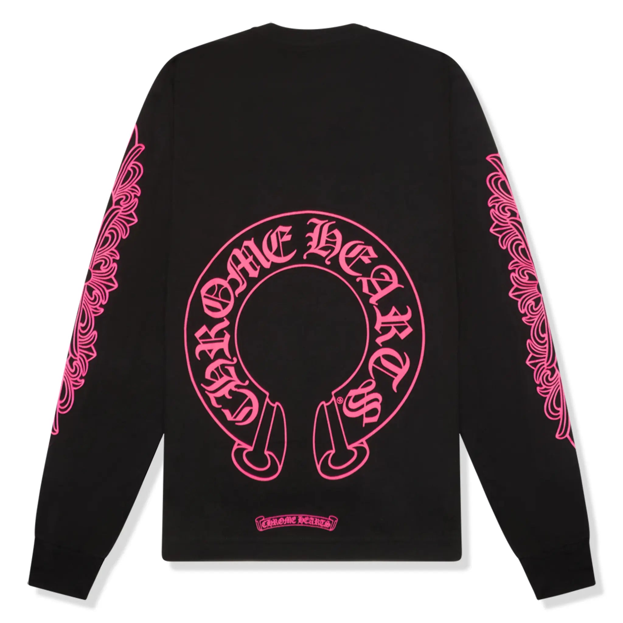 Chrome Hearts Horse Shoe Pocket Logo L/S Black Pink T Shirt