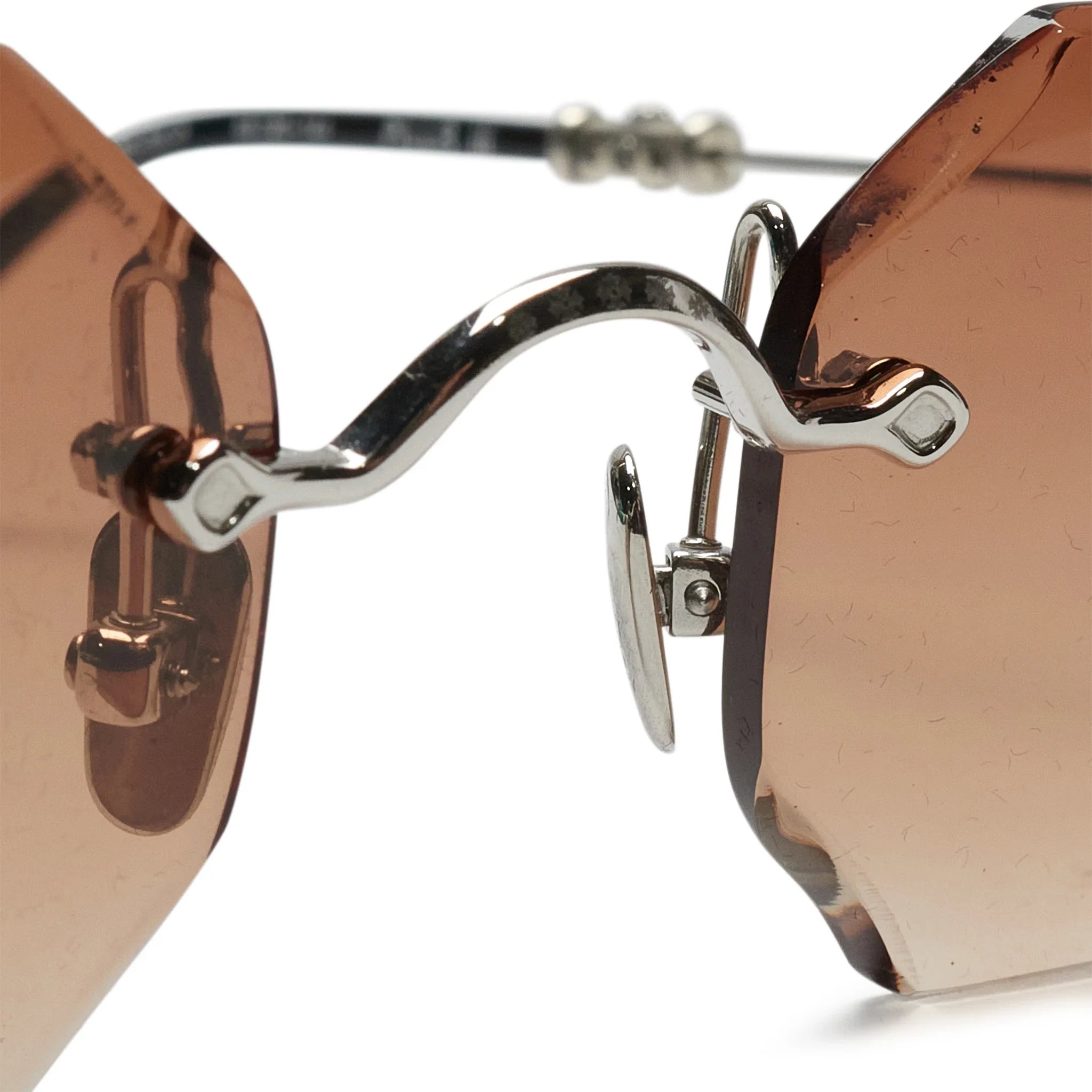 Chrome Hearts Pills III Custom Silver Brown Diamond Cut Sunglasses