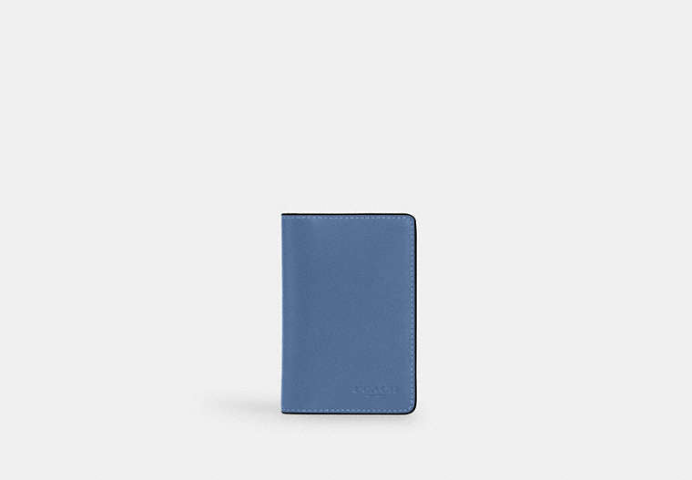 COACH®,Id Wallet,Leather,Bi Fold,Casual, Father's Day,Blue,Front View