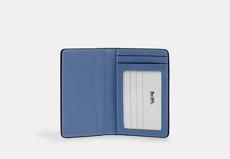 COACH®,Id Wallet,Leather,Bi Fold,Casual, Father's Day,Blue,Inside View,Top View