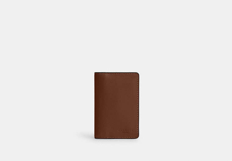 COACH®,Id Wallet,Leather,Bi Fold,Casual, Father's Day,Brown,Front View