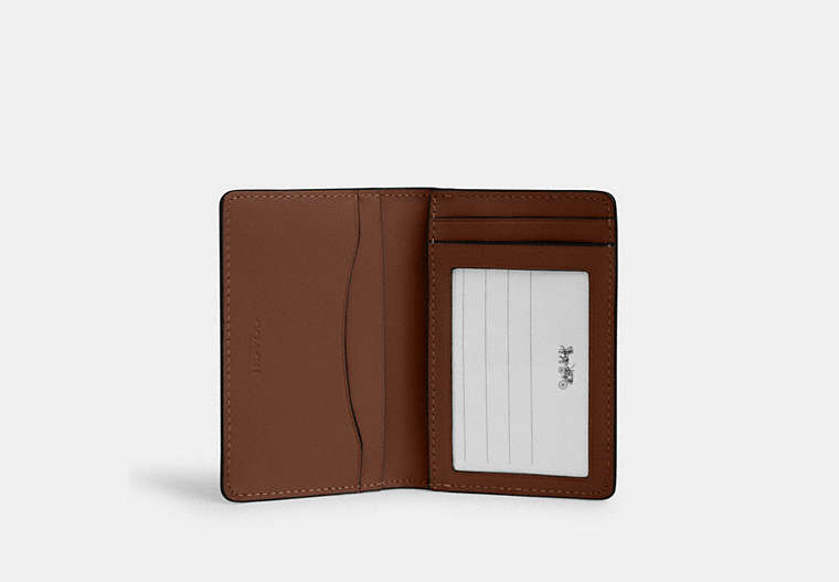 COACH®,Id Wallet,Leather,Bi Fold,Casual, Father's Day,Brown,Inside View,Top View