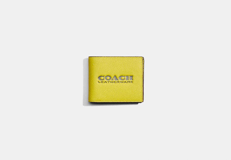 COACH®,Restored 3-In-1 Wallet,Leather,Bi Fold,Logo,Engraved Detail,Casual,Yellow,Front View