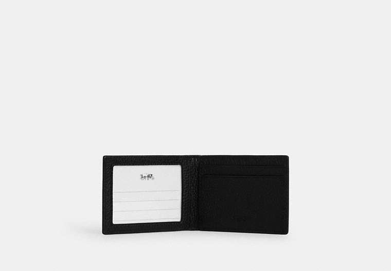 COACH®,Compact Billfold Wallet,Leather,Bi Fold,Casual,Black,Inside View,Top View