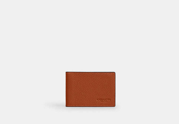 COACH®,Compact Billfold Wallet,Leather,Bi Fold,Casual,Brown,Front View