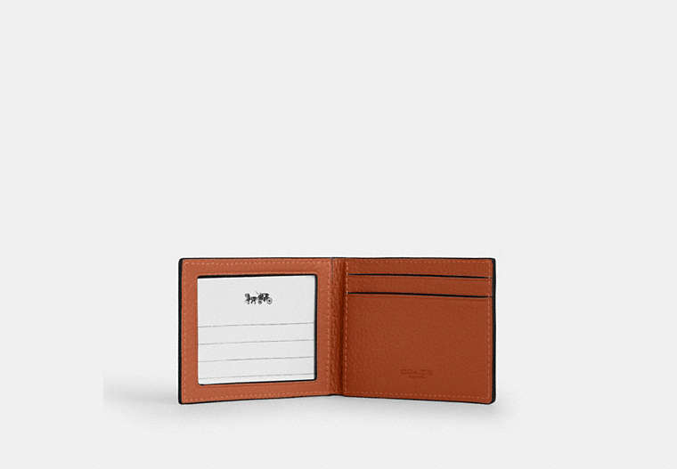 COACH®,Compact Billfold Wallet,Leather,Bi Fold,Casual,Brown,Inside View,Top View