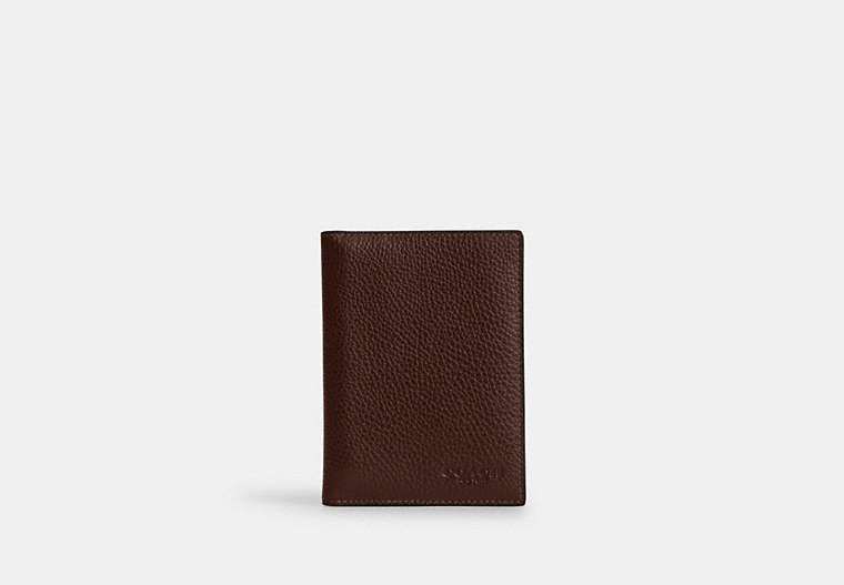 COACH®,Passport Card Case,Card Case,Bi Fold,Passport Case,Logo,Travel,Brown,Front View