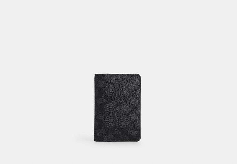 COACH®,Id Wallet In Signature Canvas,Bi Fold,Coin,Casual,Black,Front View
