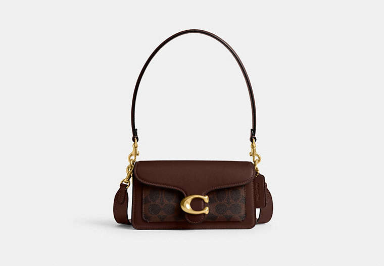 Tabby Shoulder Bag 20 In Signature Canvas - Brass/Maple