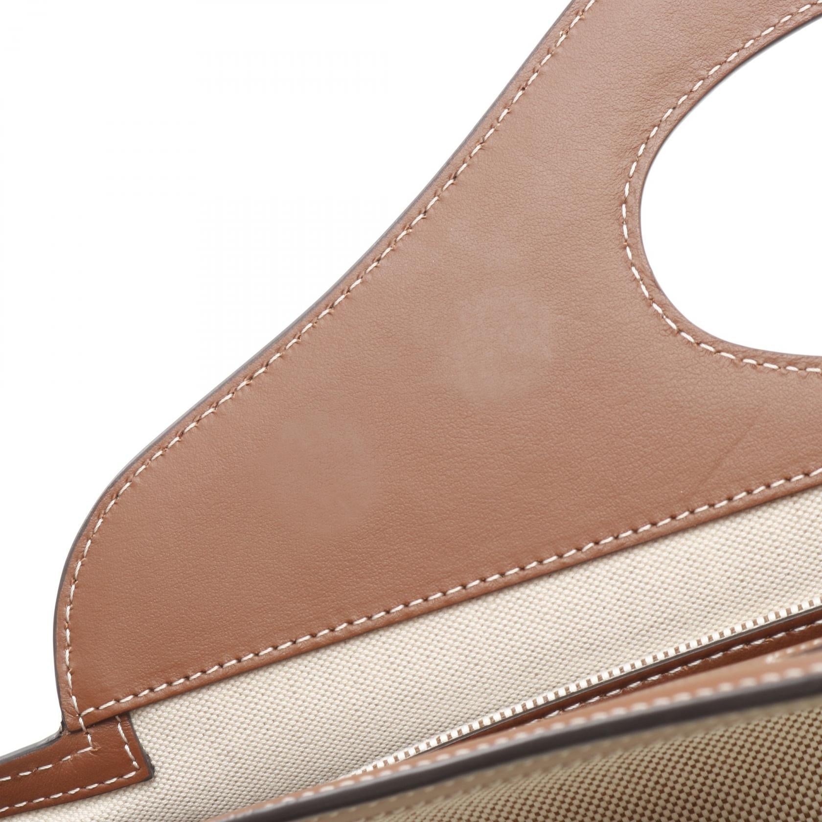Burberry Soft Pocket Tote Canvas Leather Bag