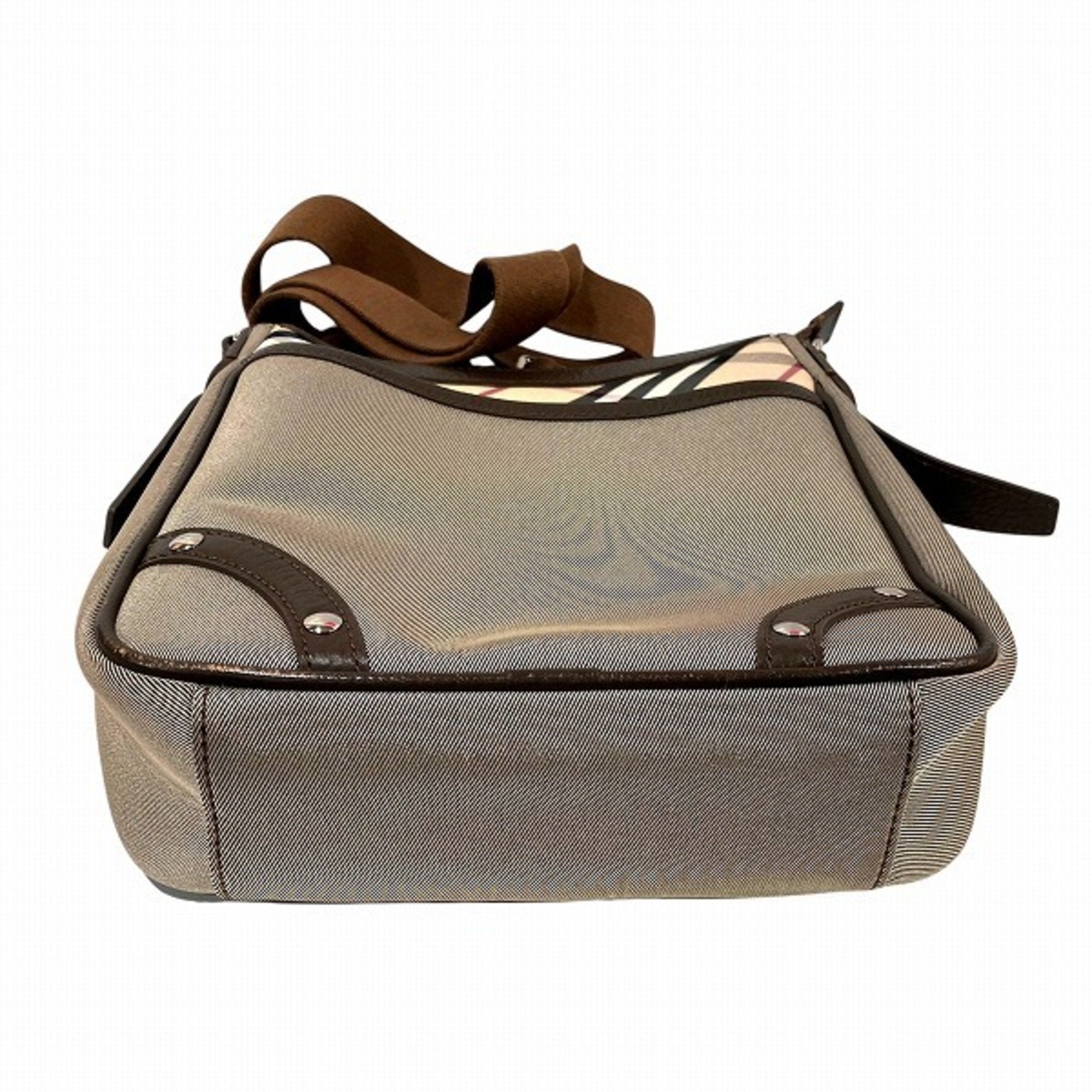 Burberry Canvas Leather Shoulder Bag (Pre-Owned)