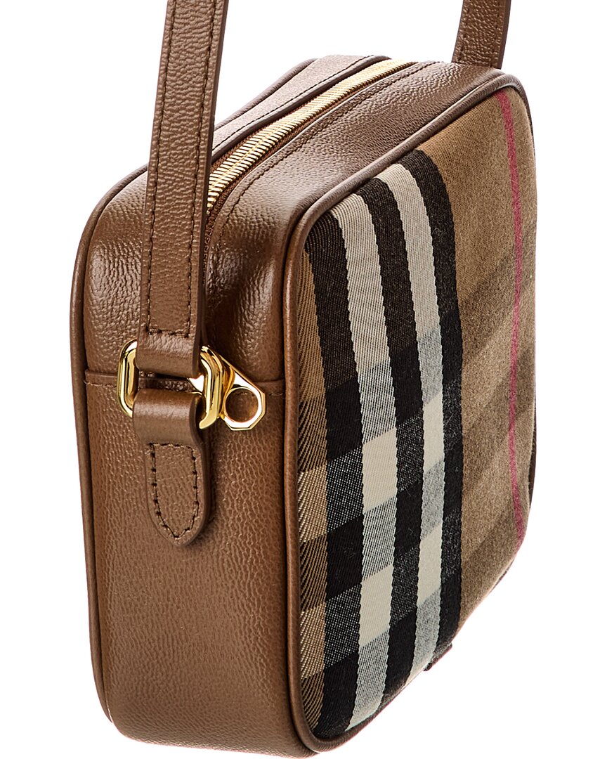 Burberry Check Canvas & Leather Camera Bag