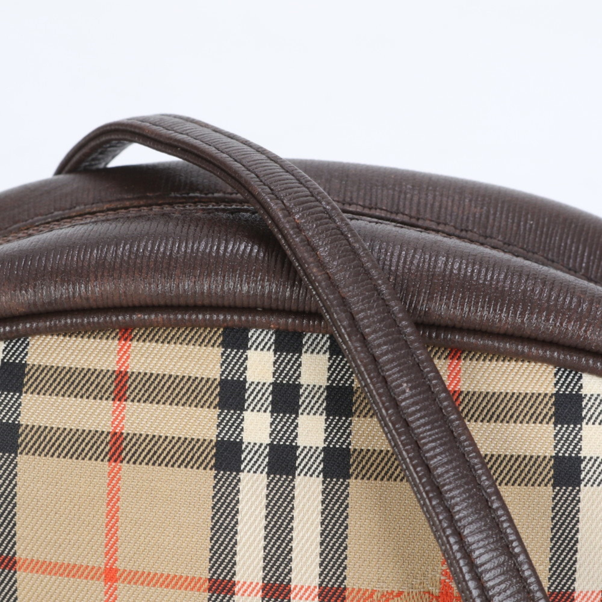 Burberry Leather Canvas Shoulder Bag Tote Bag (Pre-Owned)