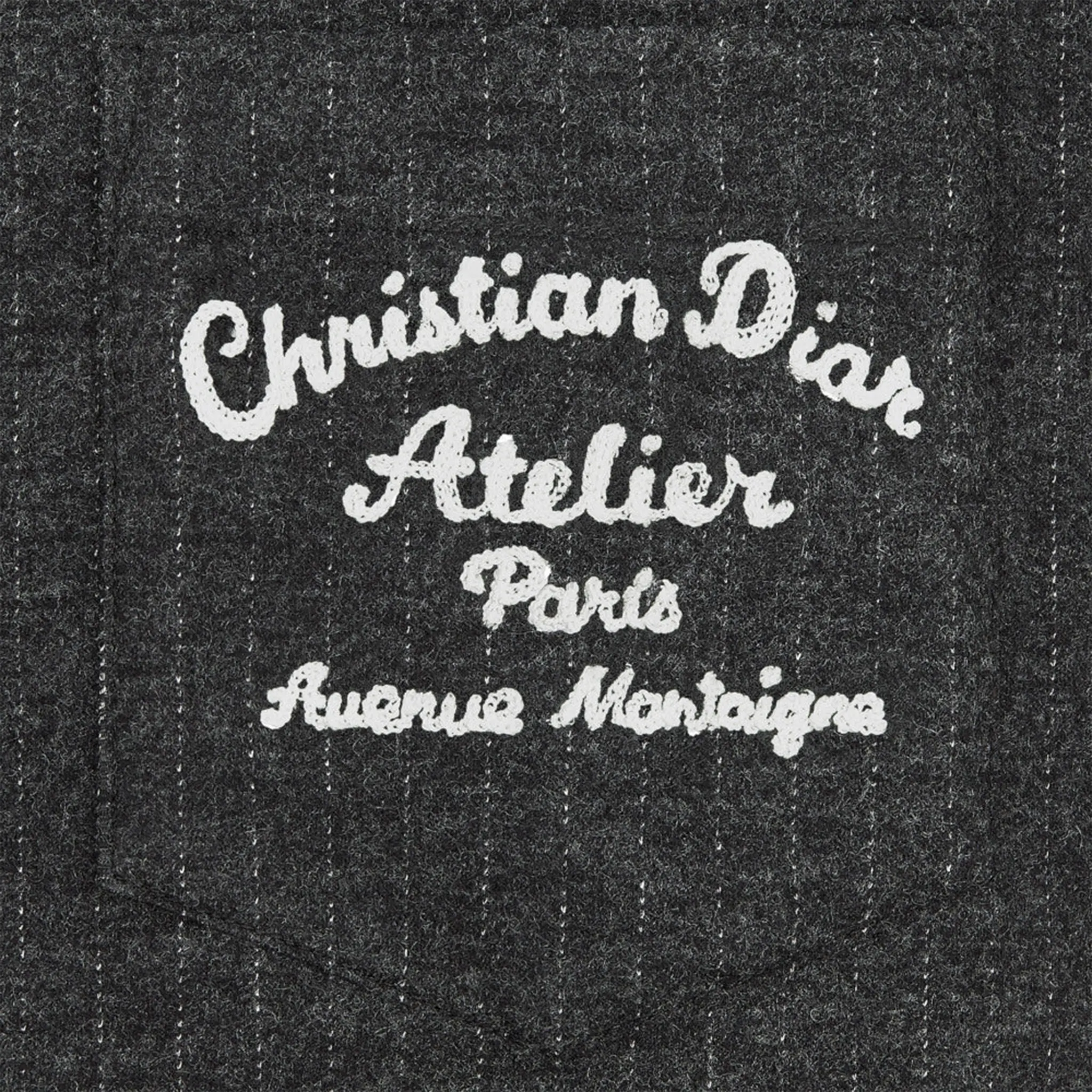 Dior Atelier Striped Chest Logo Dark Grey T Shirt