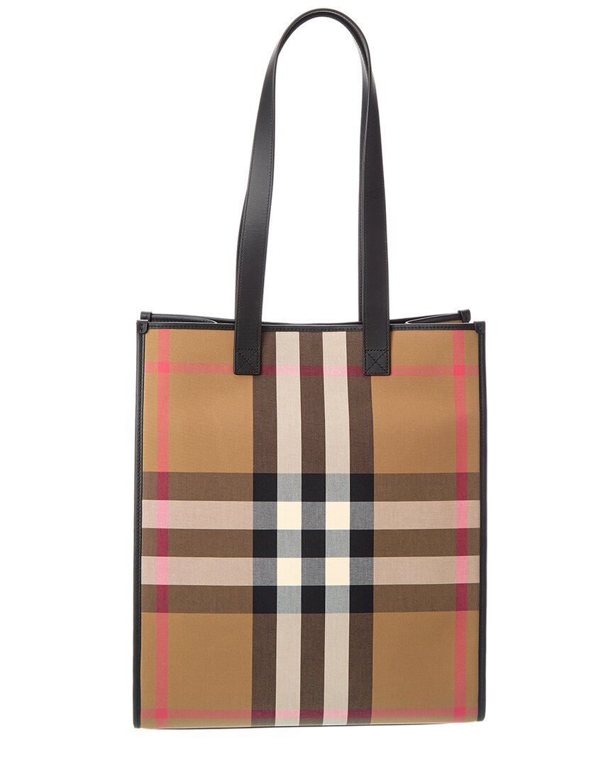 Burberry Medium Check Canvas & Leather Tote