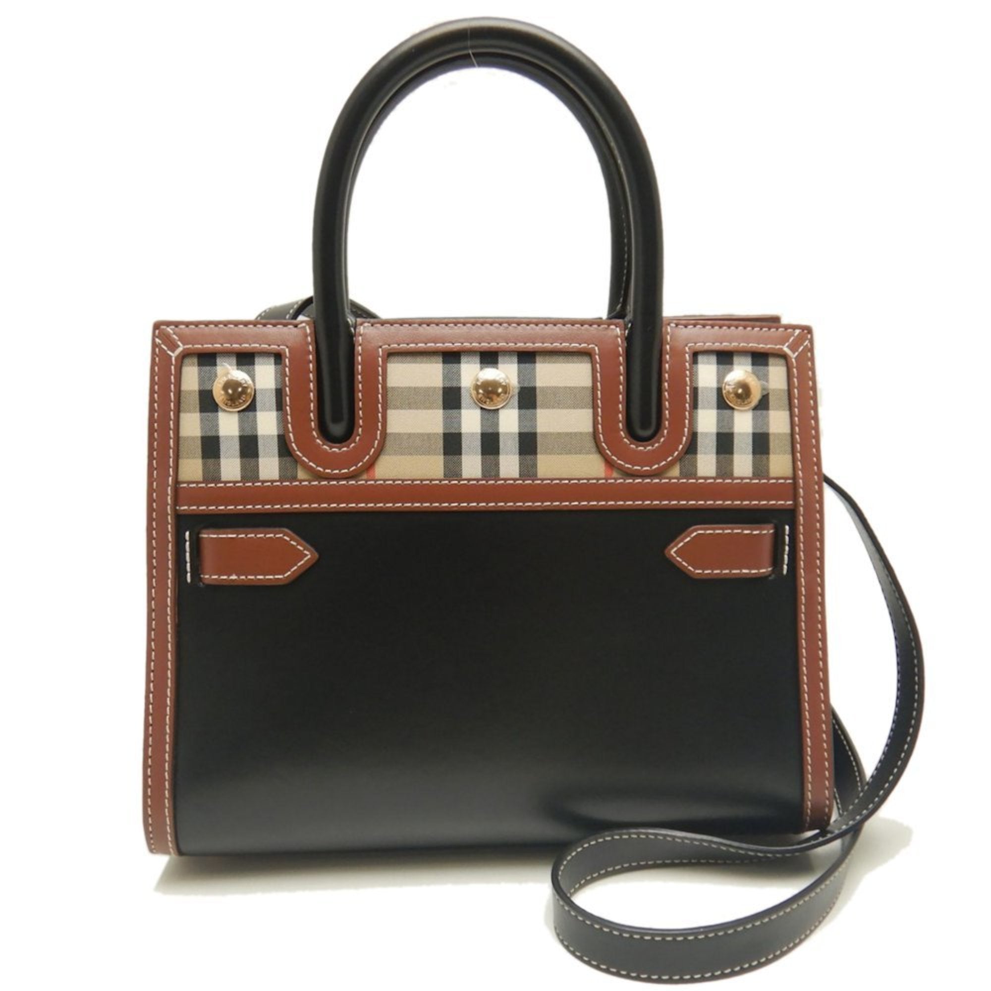 Burberry  Leather Canvas Tote Bag (Pre-Owned)