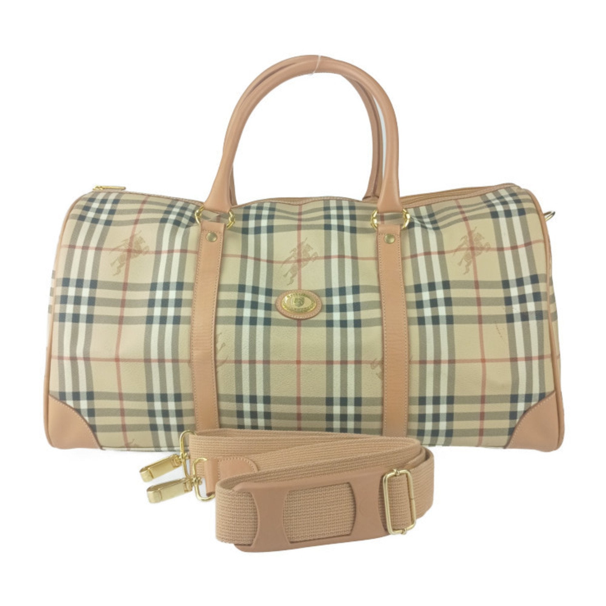 Burberry Pvc Leather Boston Bag Handbag Shoulder Bag Tote Bag (Pre-Owned)