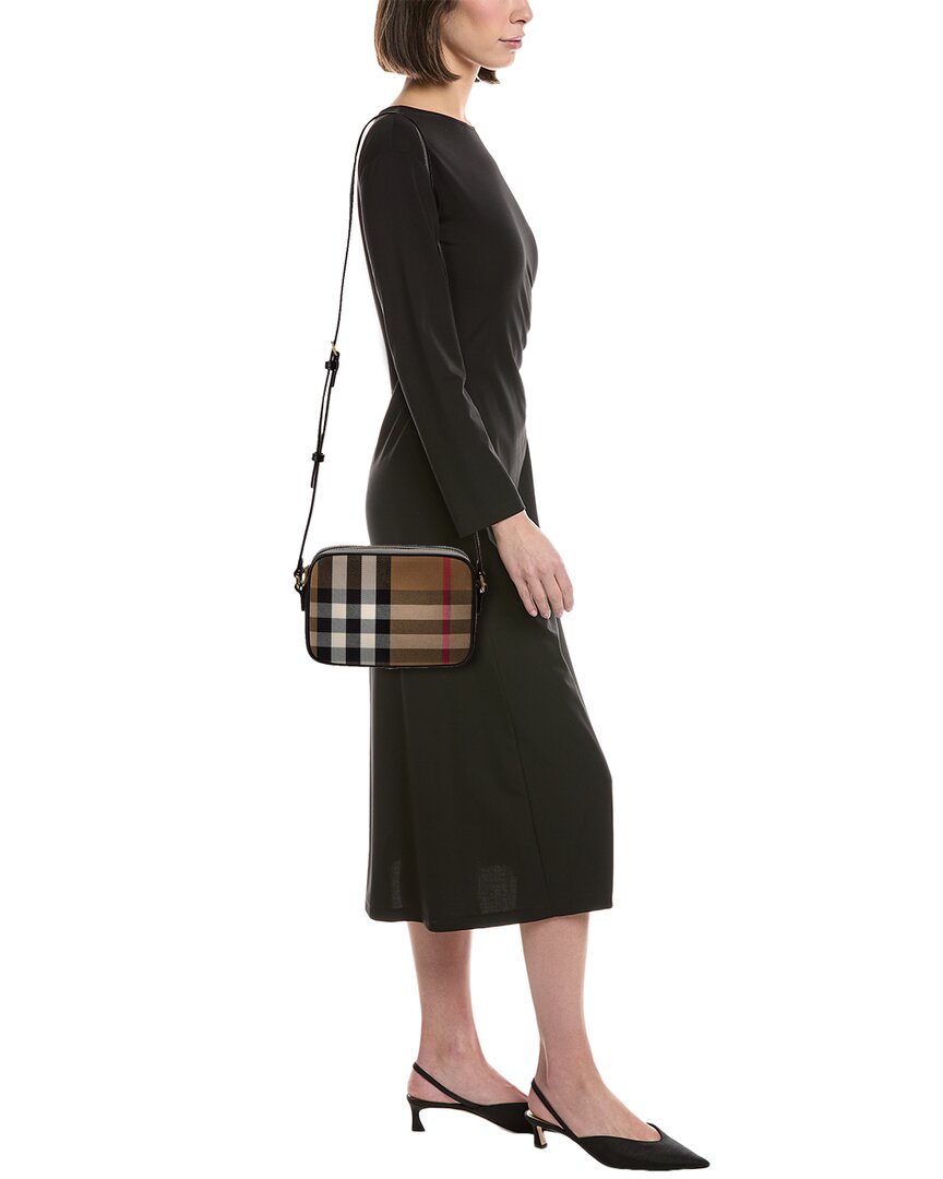 Burberry Check Canvas & Leather Camera Bag