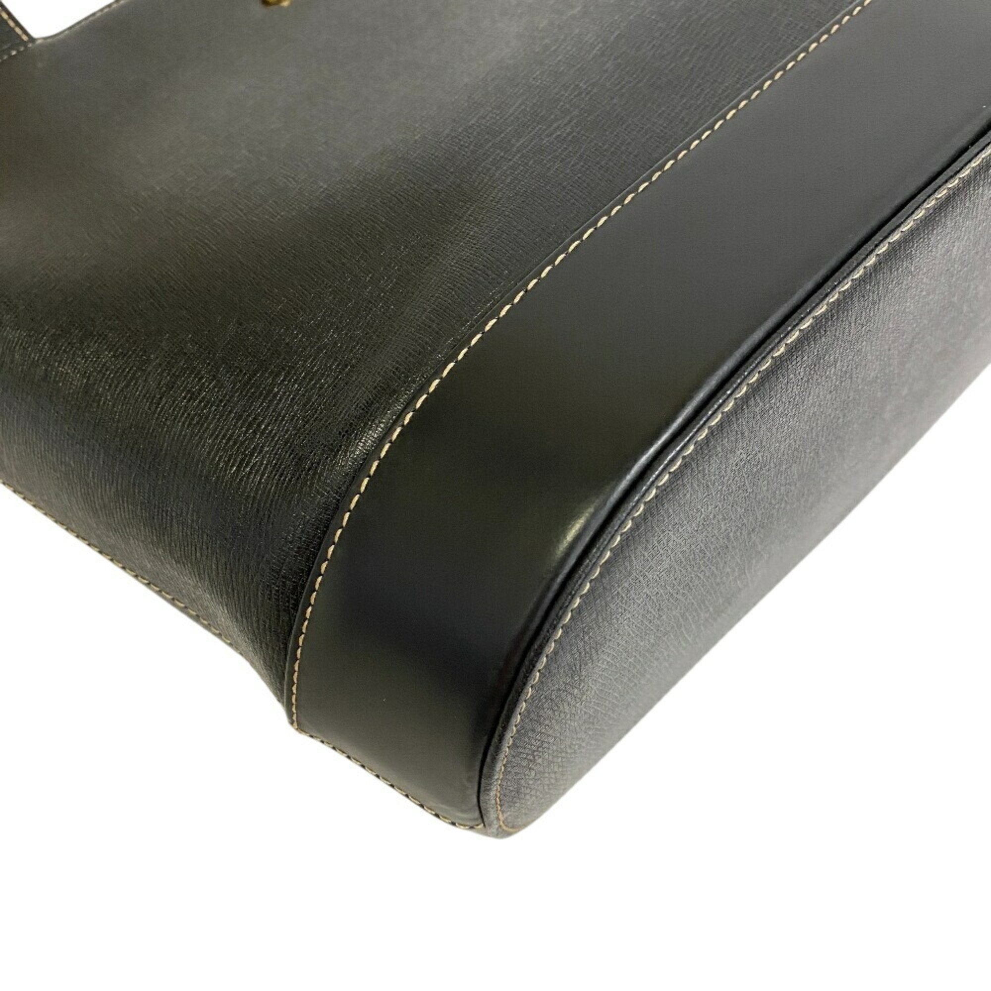Burberry  Leather Canvas Handbag Tote Bag (Pre-Owned)