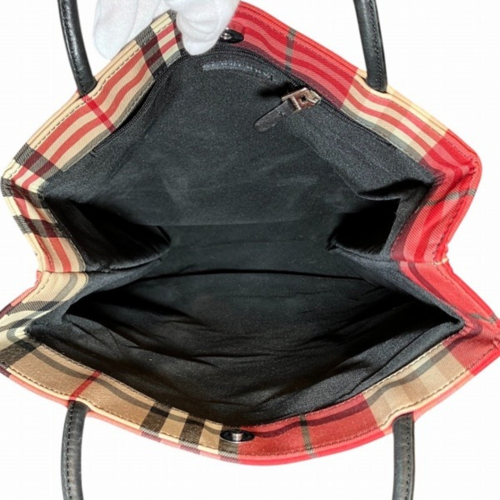 Burberry Canvas Leather Handbag Tote Bag (Pre-Owned)
