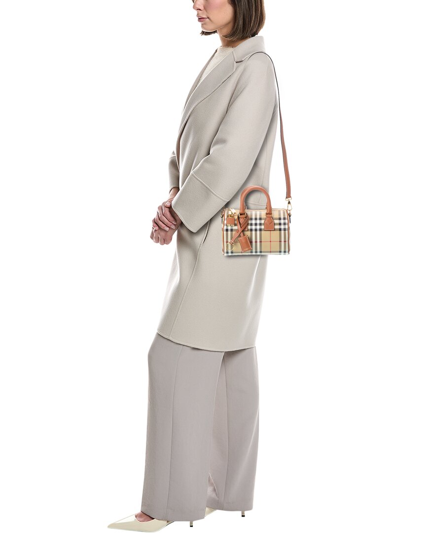 Burberry Check Mini E-Canvas & Leather Bowling Bag