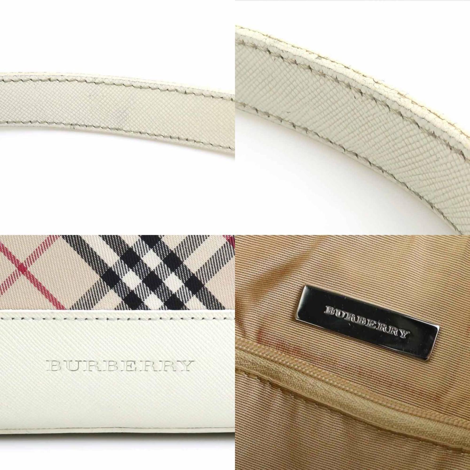 Burberry ivory Leather Nylon Canvas Shoulder Bag (Pre-Owned)