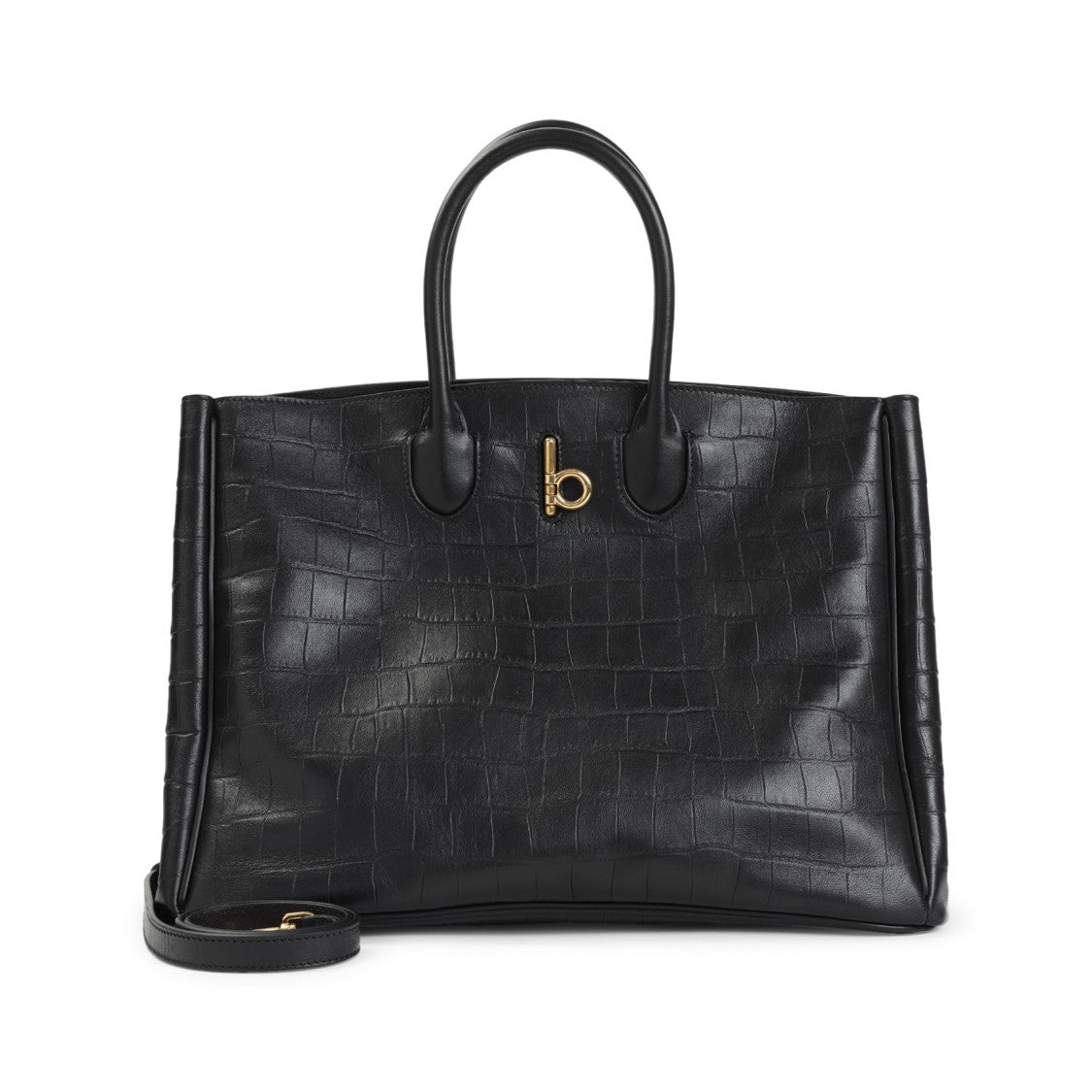 Black Leather Rocking Horse Tote Bag