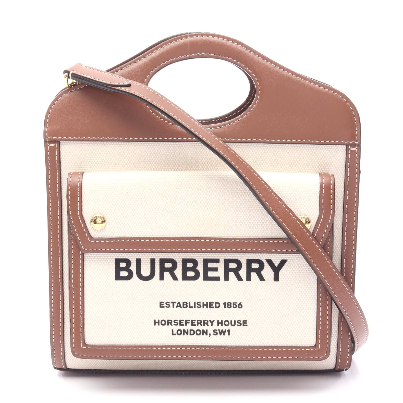 Burberry Leather Canvas Handbag