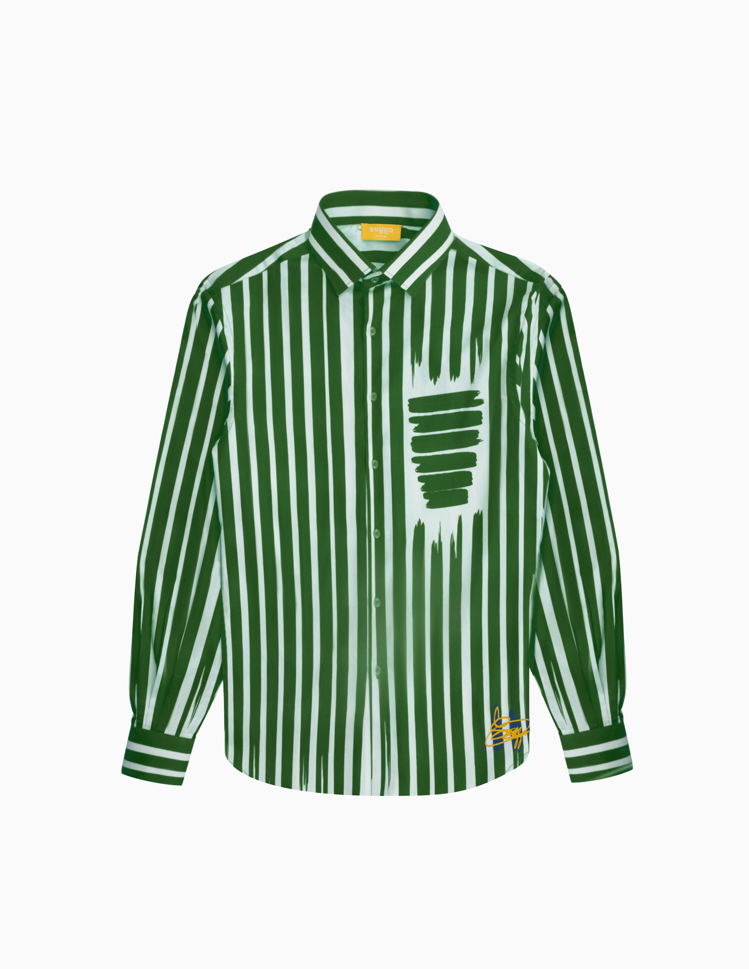 Fake Stripe Shirt In Green