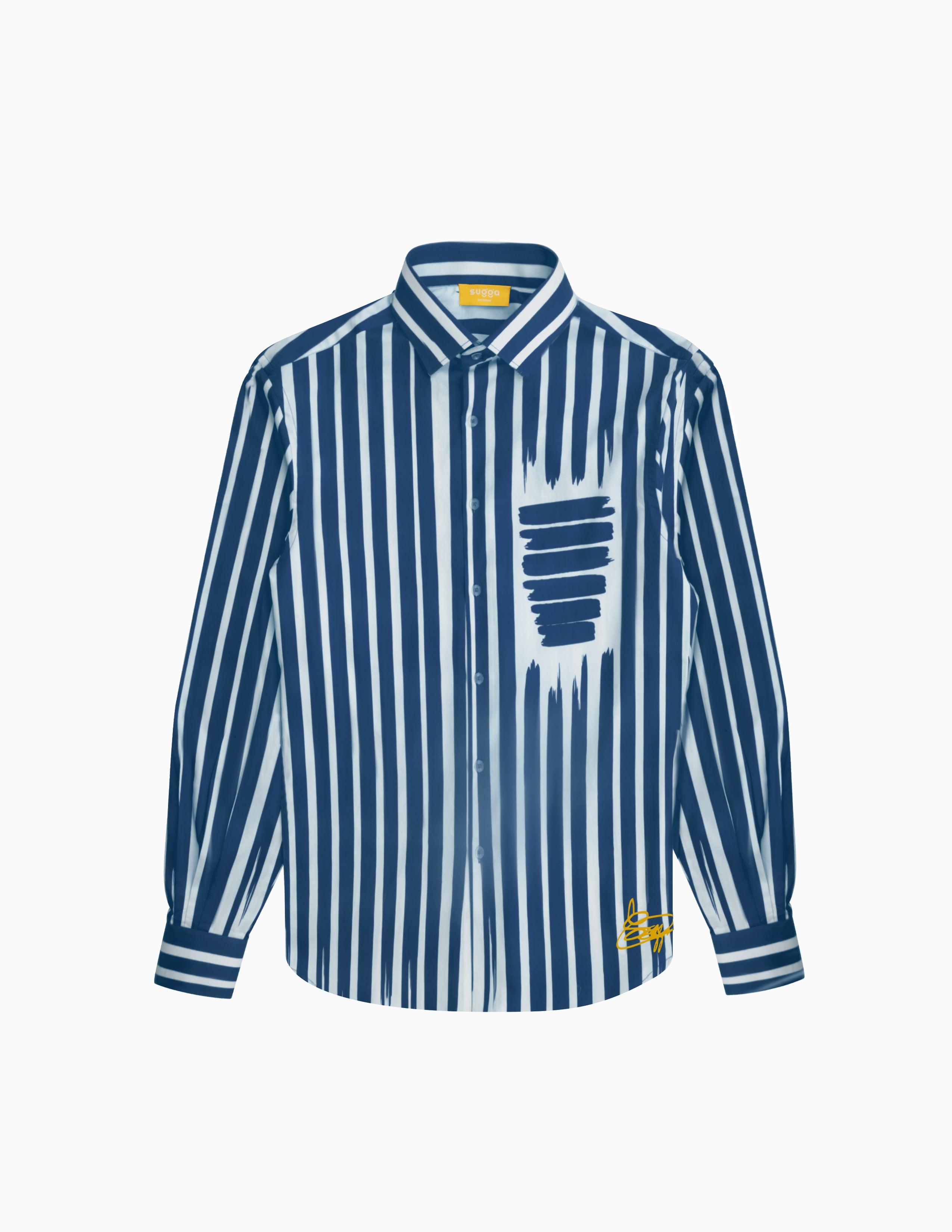 Fake Stripe Shirt In Blue