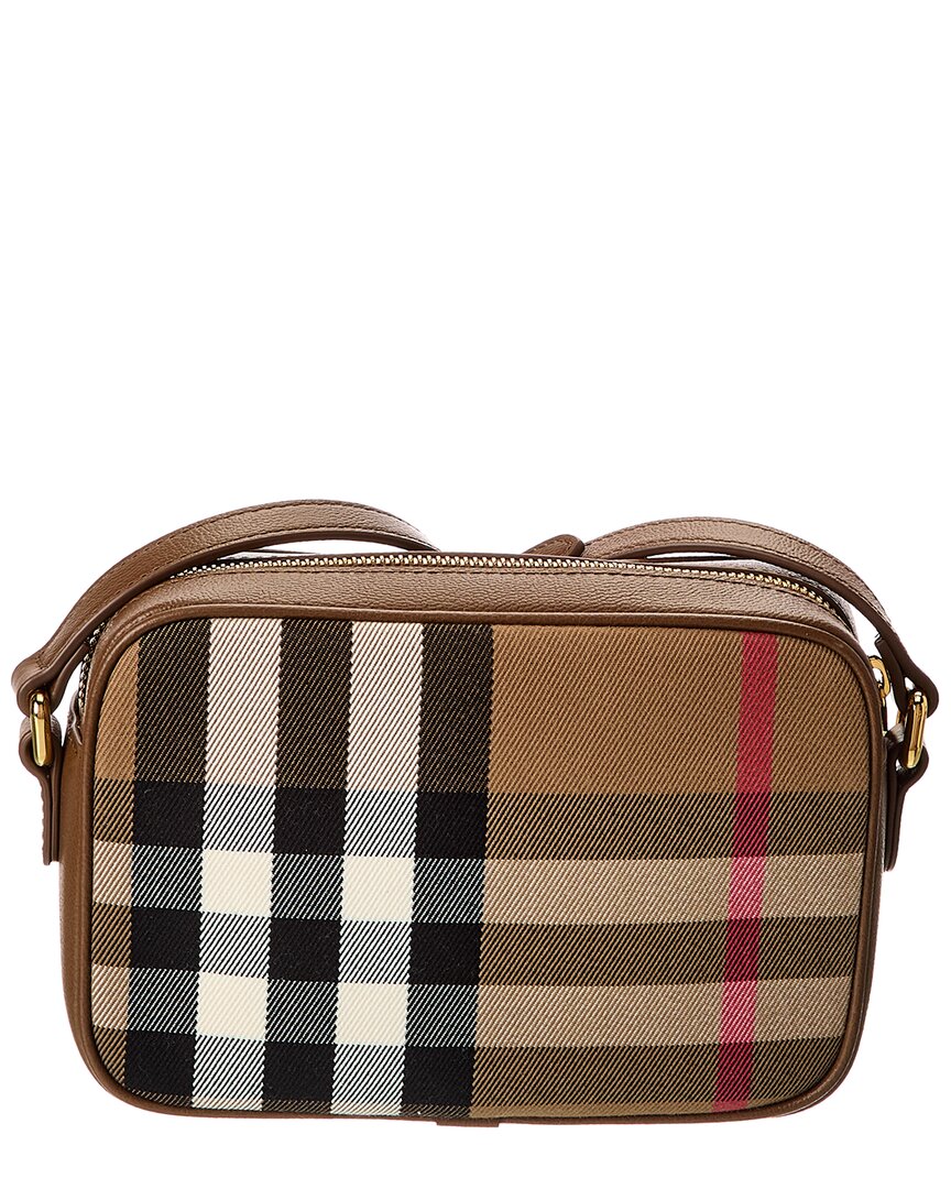 Burberry Check Canvas & Leather Camera Bag