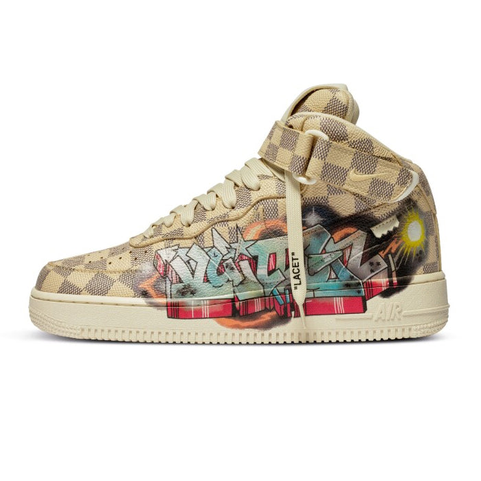 Louis Vuitton Nike Air Force 1 Mid By Virgil Abloh Graffiti Available at Pick your kiicks.