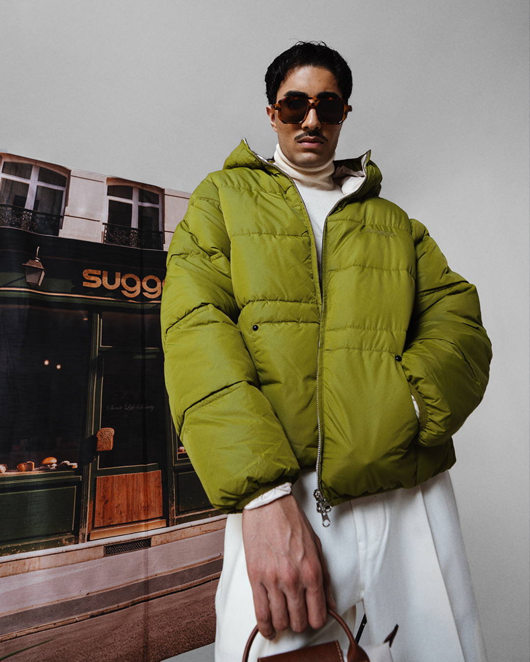Puffer Jacket Full Sleeves in Matcha