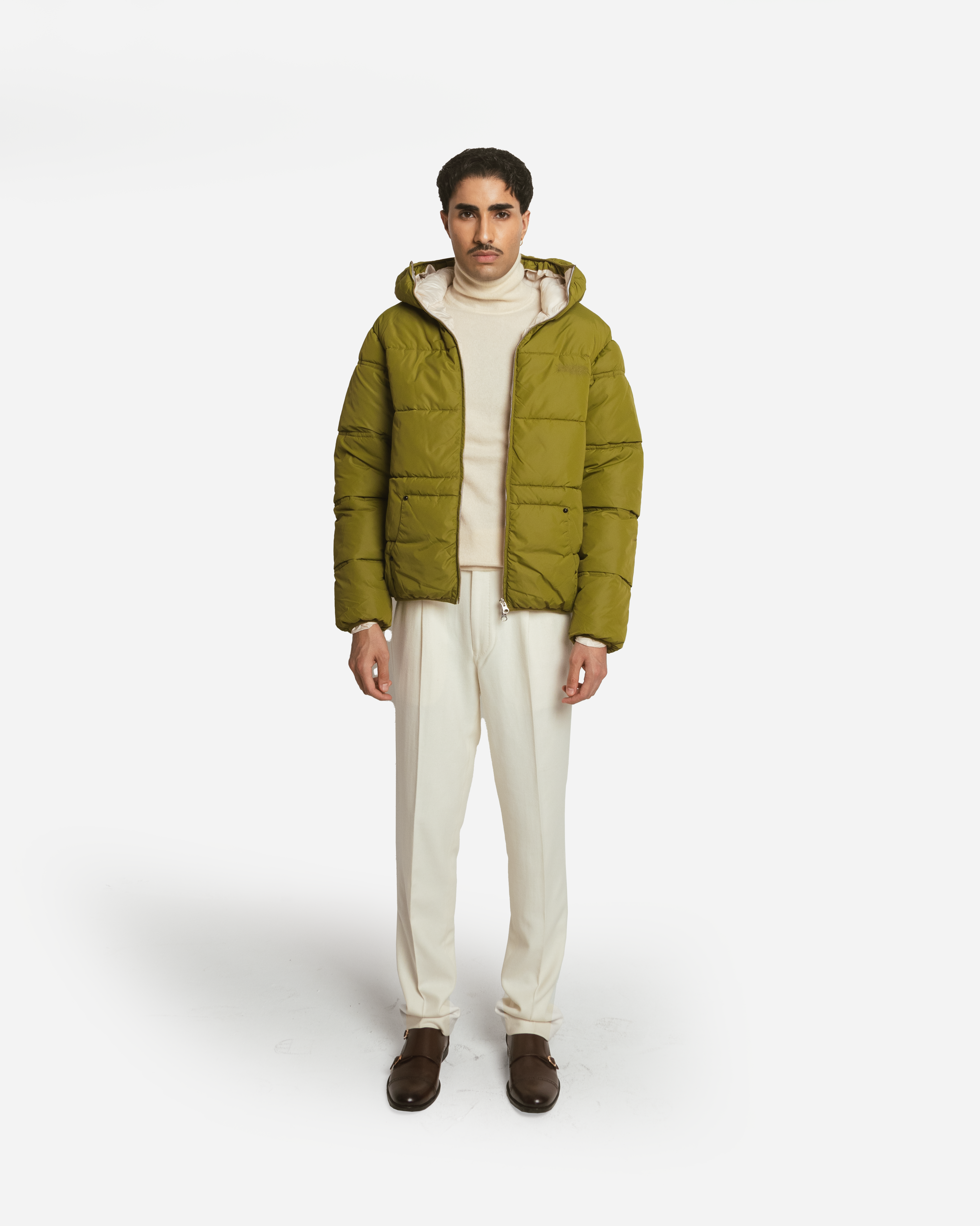 Puffer Jacket Full Sleeves in Matcha