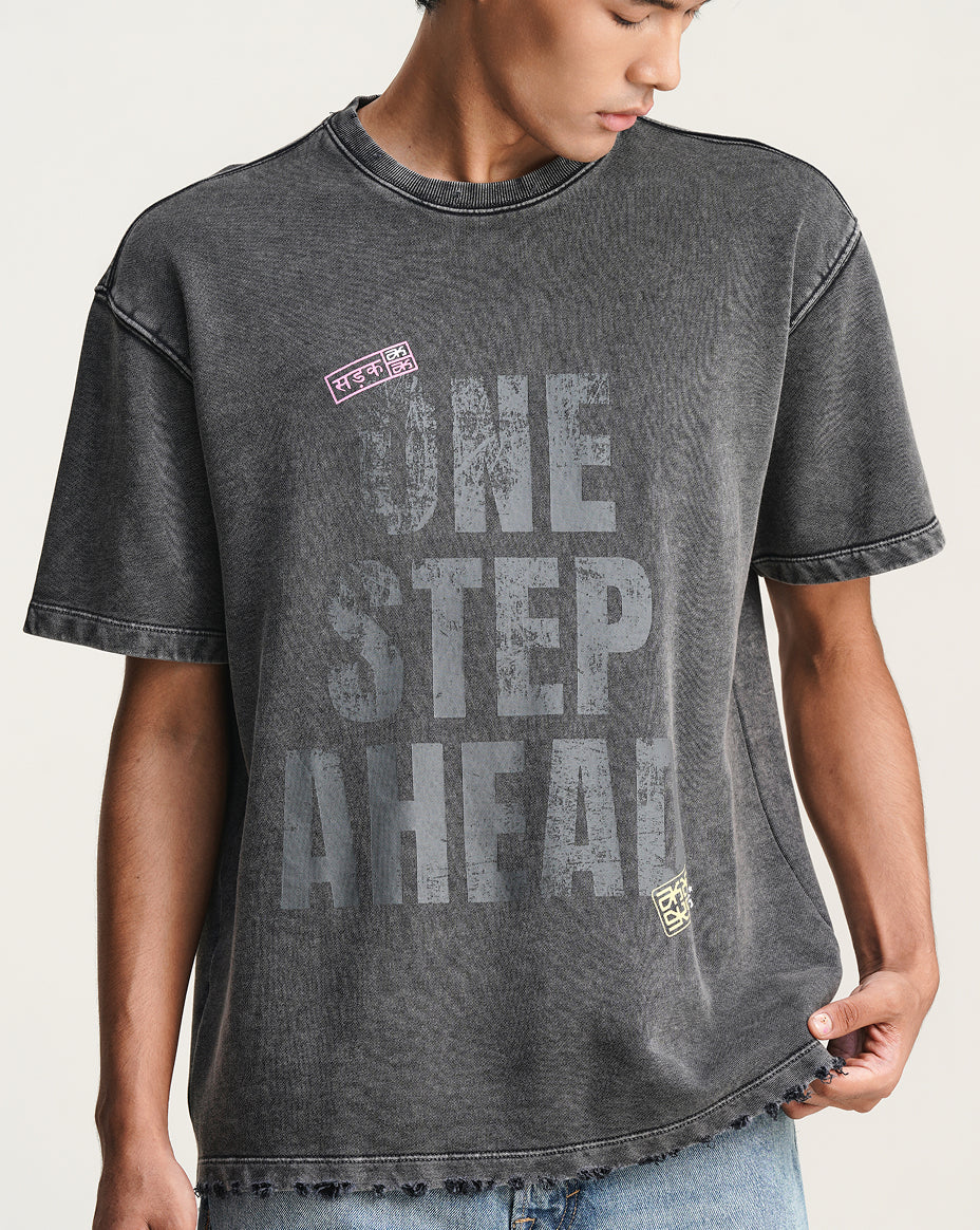 One Step Ahead - Grey graphic t-shirt