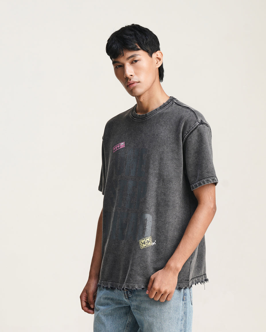 One Step Ahead - Grey graphic t-shirt