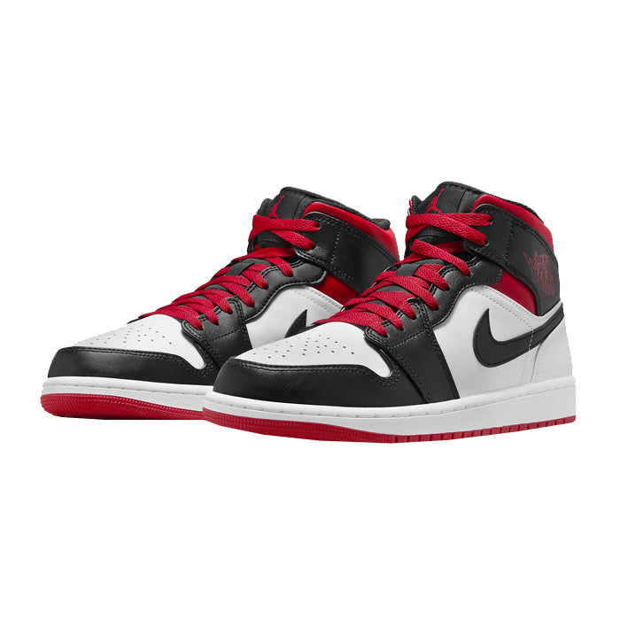 Jordan 1 Mid Black Toe White Gym Red