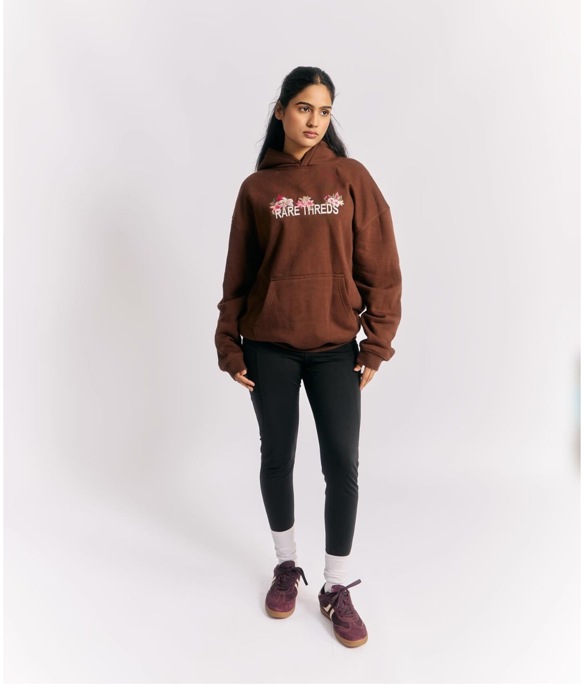 Brown Embroidery Hoodie